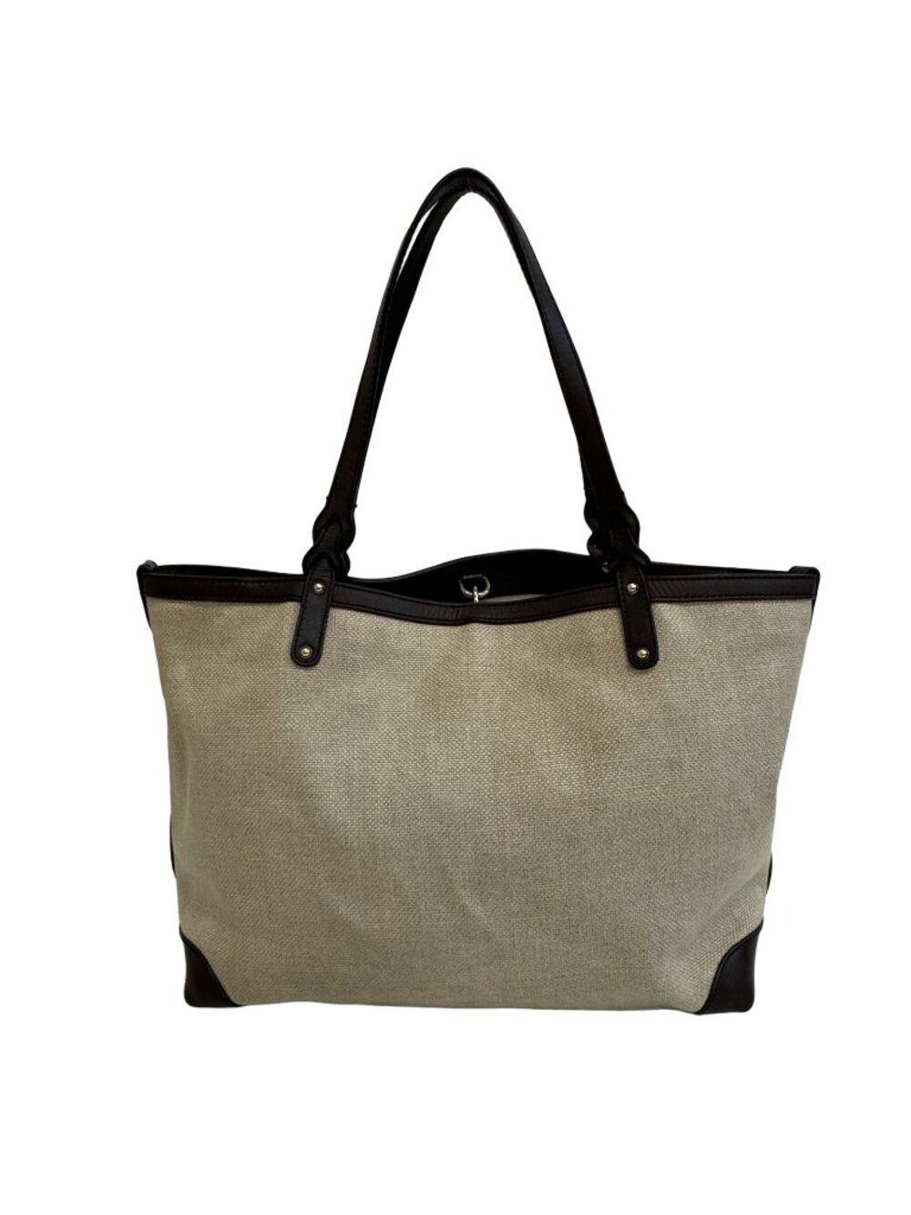 Gucci Craft Tote Bag Canvas Leather Beige Brown